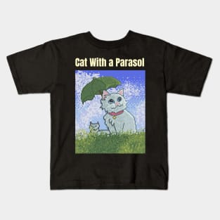 Kawaii Cat Famous Cat Art Cat With a Parasol Kids T-Shirt